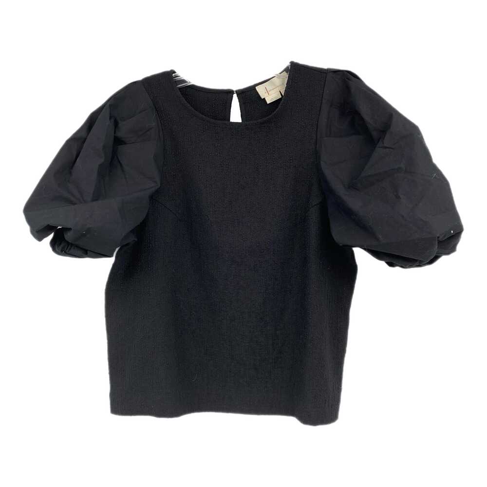 Anthropologie Black Puff Sleeve Boxy Blouse Round Neck | Womens L
